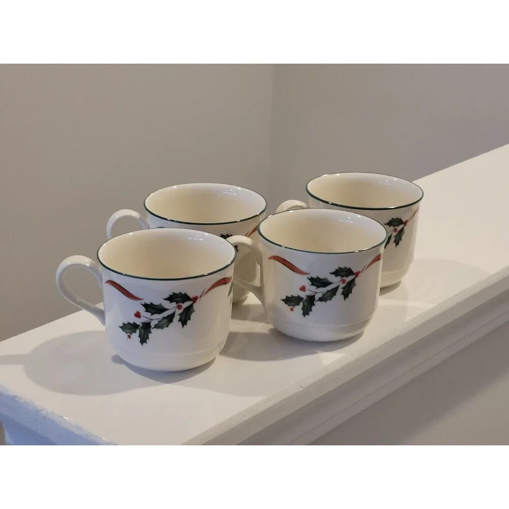 Lenox‎ Country Holly Tea Cups Set of 4 -Made In USA
